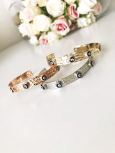 Load image into Gallery viewer, Blue Evil Eye Bracelet Set, Greek Bangle Bracelet, Seed Beads Bracelet