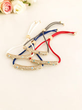 Load image into Gallery viewer, Blue Evil Eye Bracelet Set, Greek Bangle Bracelet, Seed Beads Bracelet
