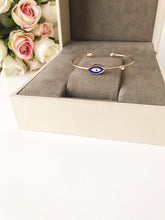 Load image into Gallery viewer, Blue Evil Eye Bracelet Set, Greek Bangle Bracelet, Seed Beads Bracelet